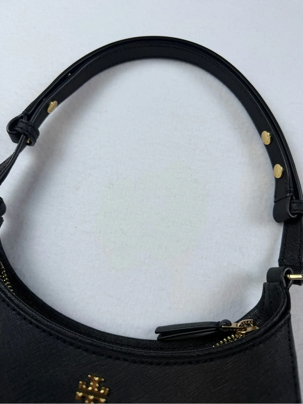 Tory Burch Black Emerson Zip Shoulder Bag Gold Hardware